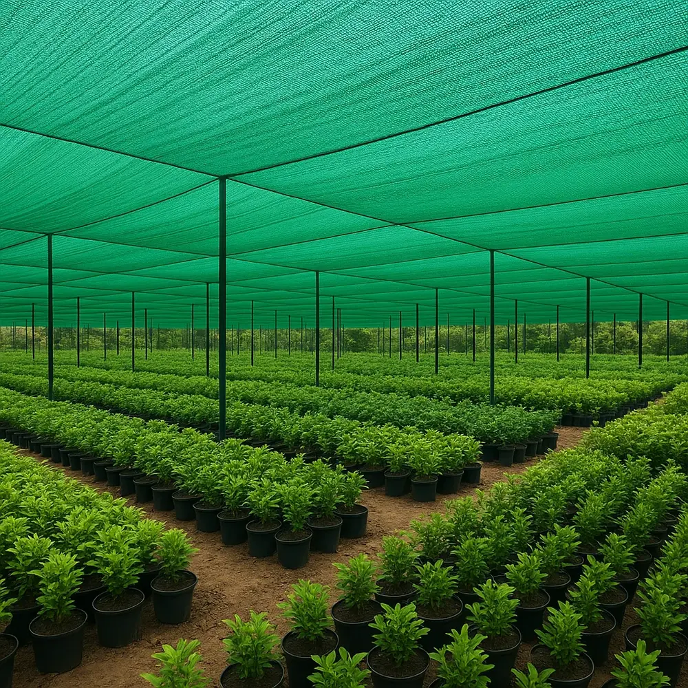 Shadenet greenhouse cover, close view